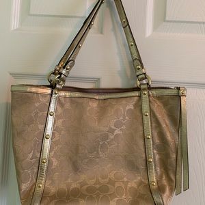 Gold glitter coach purse